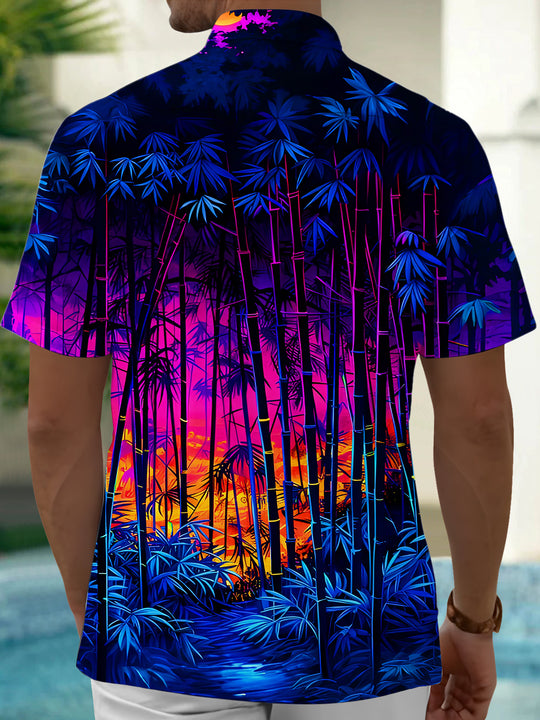 Men's bamboo forest pocket half sleeve shirt side view