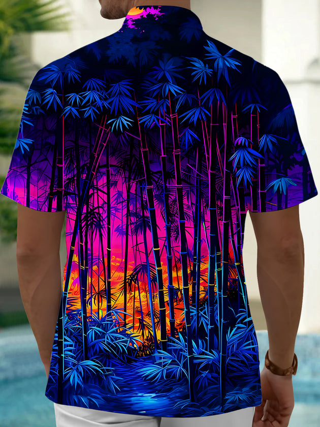 Men's bamboo forest pocket half sleeve shirt side view