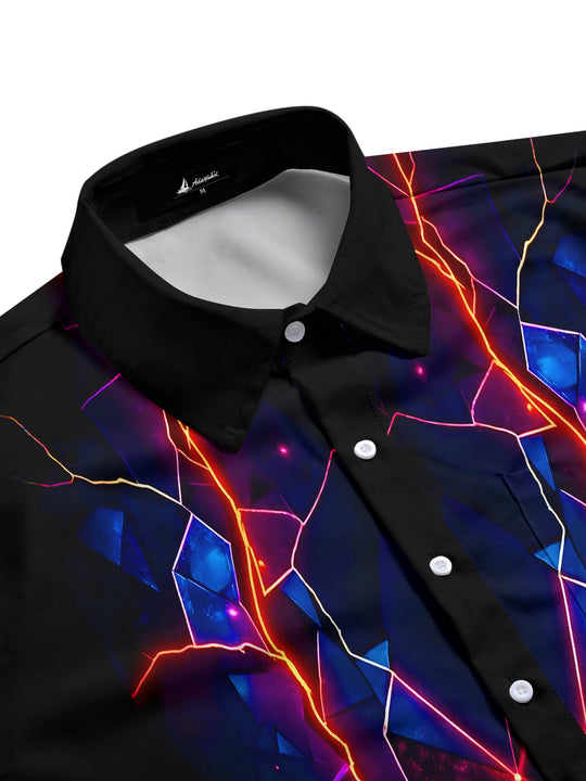 men's psychedelic print short sleeve flat lay shirt
