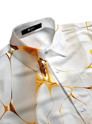 men geometric print half sleeve shirt side view