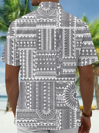 men's abstract print shirt back view