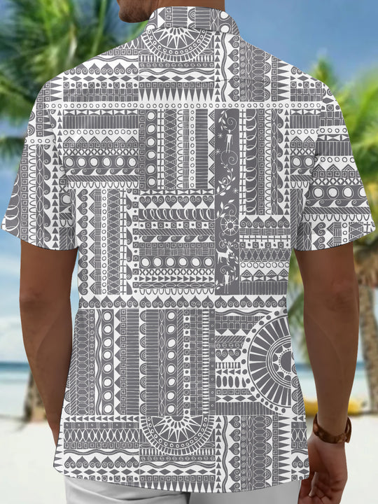 men's abstract print shirt back view