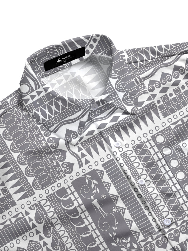men's pattern print shirt side view