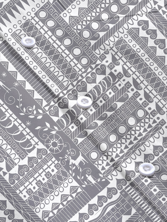 men's geometric print short sleeve flat lay shirt