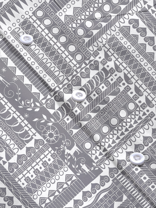 men's geometric print short sleeve flat lay shirt