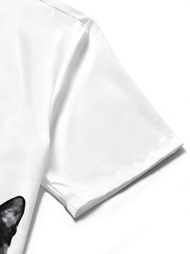 men's cat print shirt summer vacation