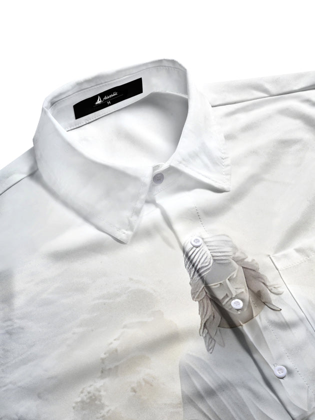 men's graphic art shirt side view