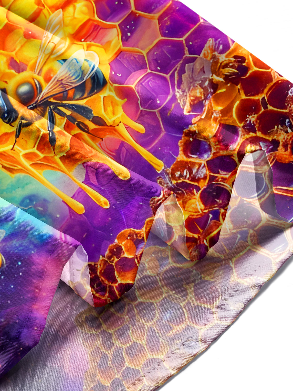 Psychedelic Colorful Bee Men's Pocket Short Sleeve Shirts