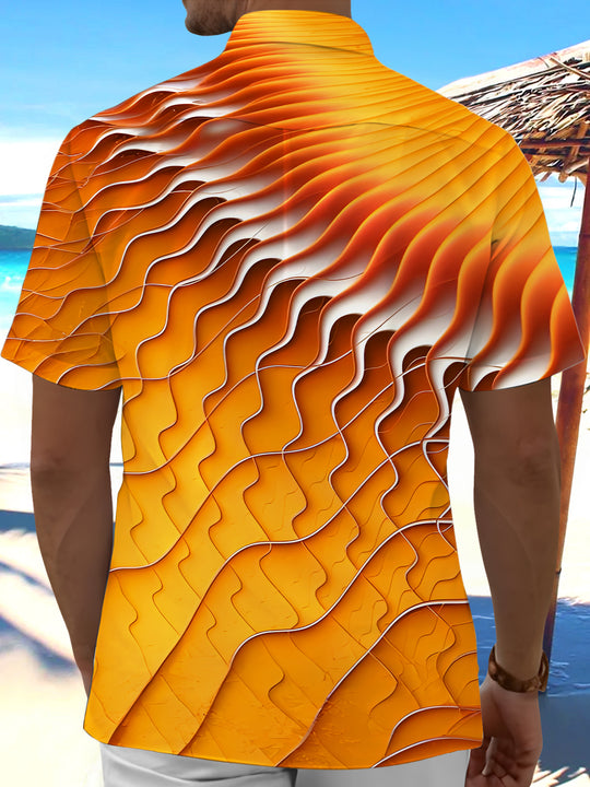 Men's abstract print short sleeve shirt back view