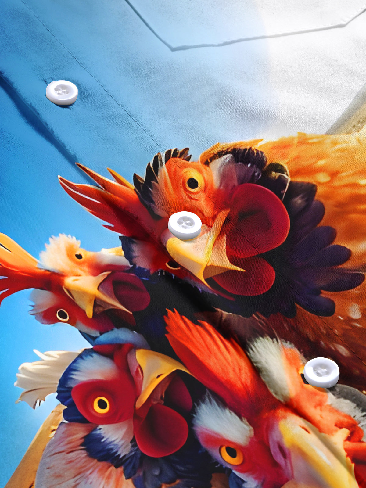 Funny Rooster Men's Pocket Short Sleeve Shirts