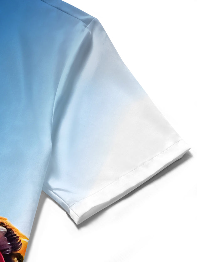 men's printed shirt close-up short sleeve