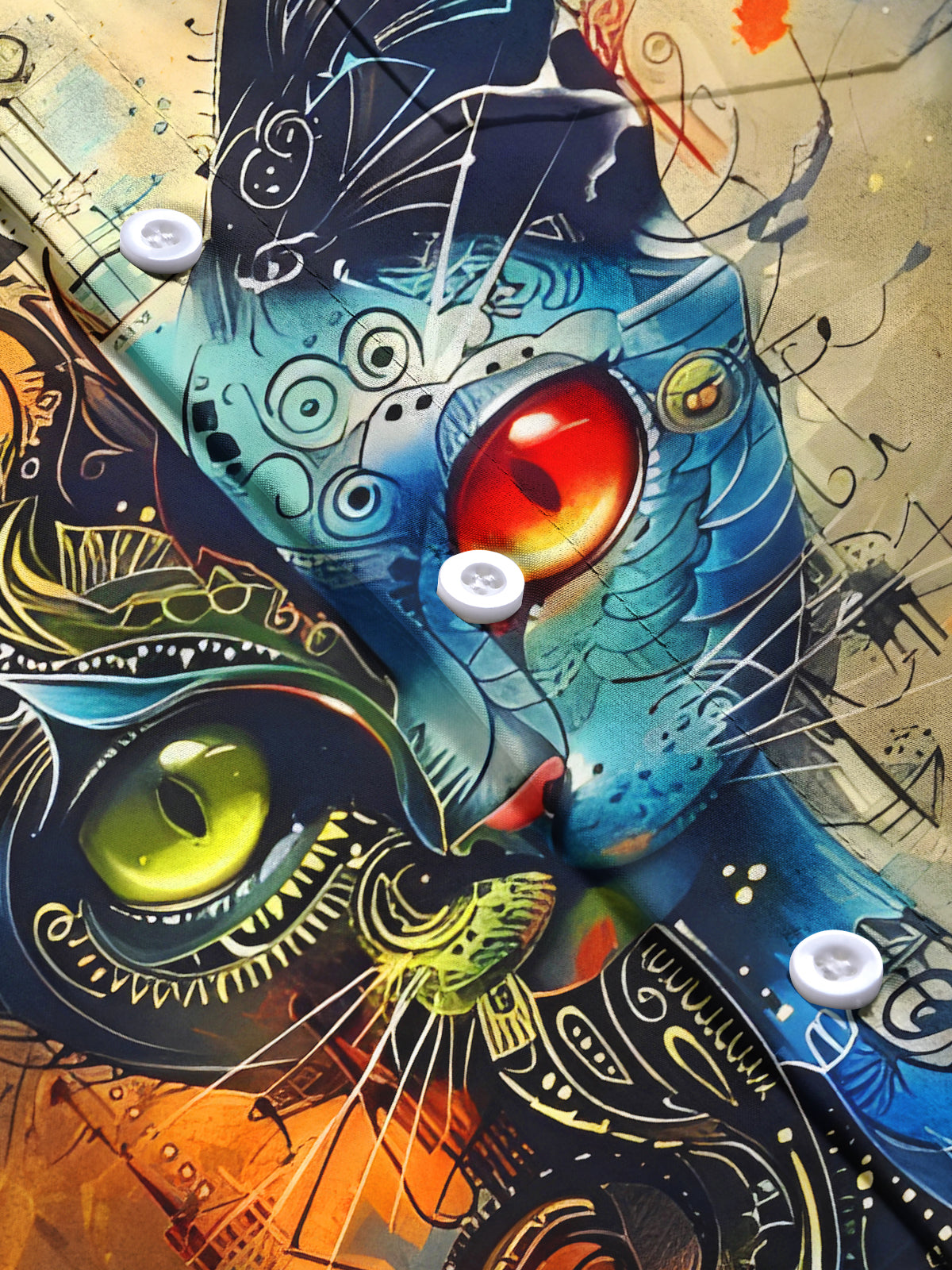 Cat Music Notes Piano Men's Pocket Short Sleeve Shirts