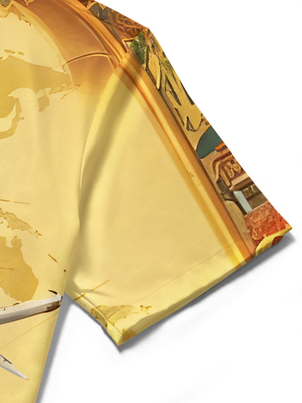 Retro Travel World Map Men's Pocket Short Sleeve Shirts