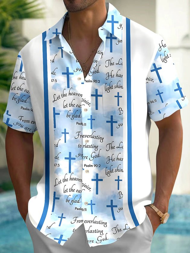 Men's Cross short sleeve pocket shirt front view