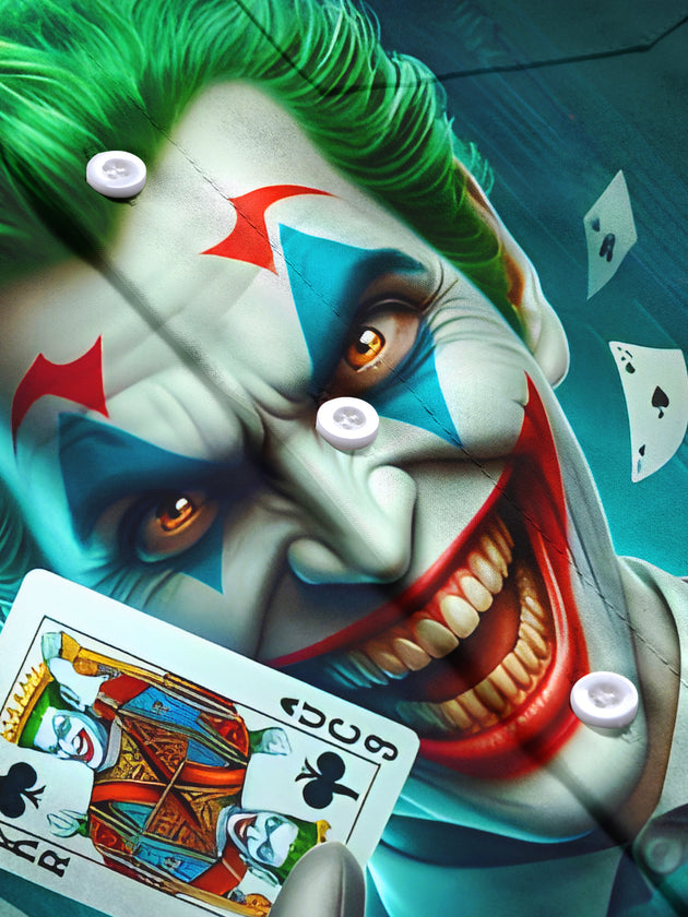 Men's funny joker poker pattern short sleeve shirt flat lay