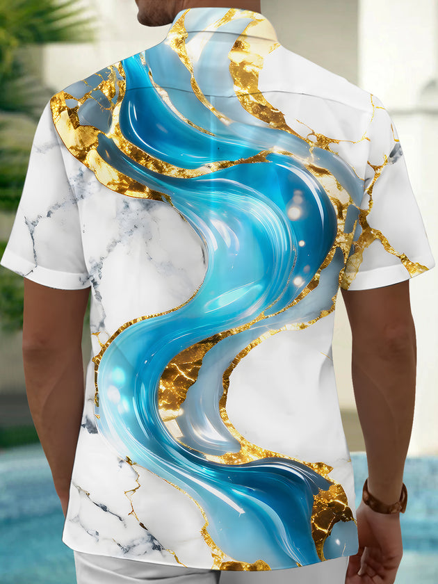 men's geometric print shirt back view