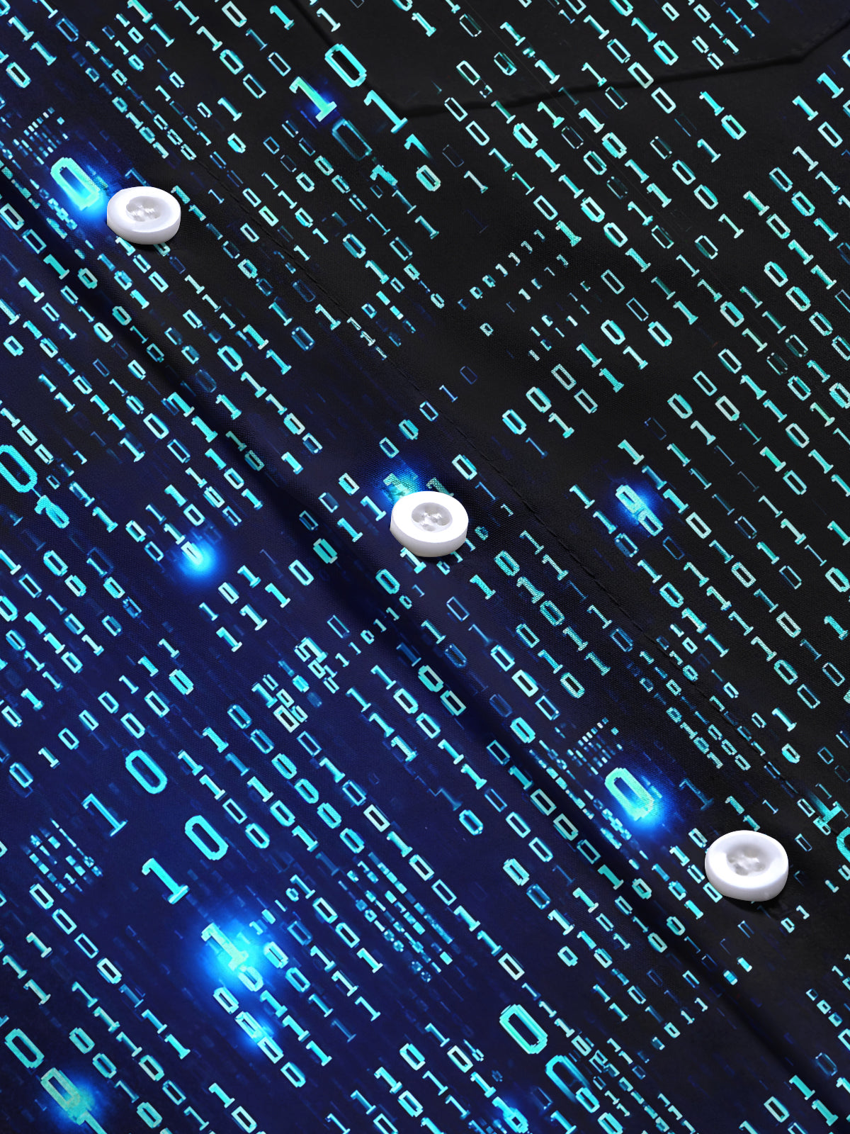 Digital Code Print Men's Pocket Short Sleeve Shirts