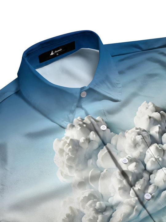 men's wave print short sleeve flat lay shirt