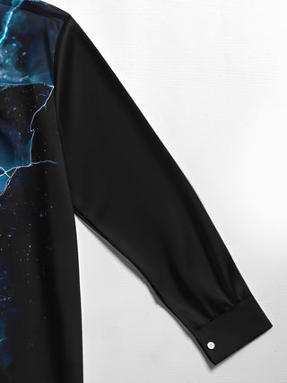 men's gradient print long sleeve shirt close-up detail