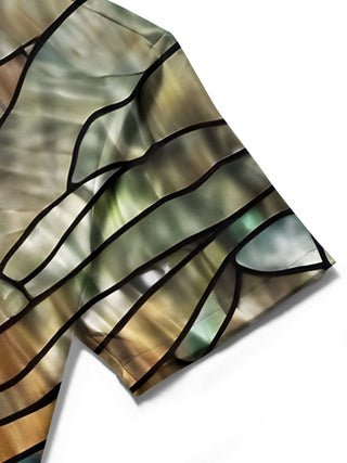 men's printed shirt close-up short sleeve