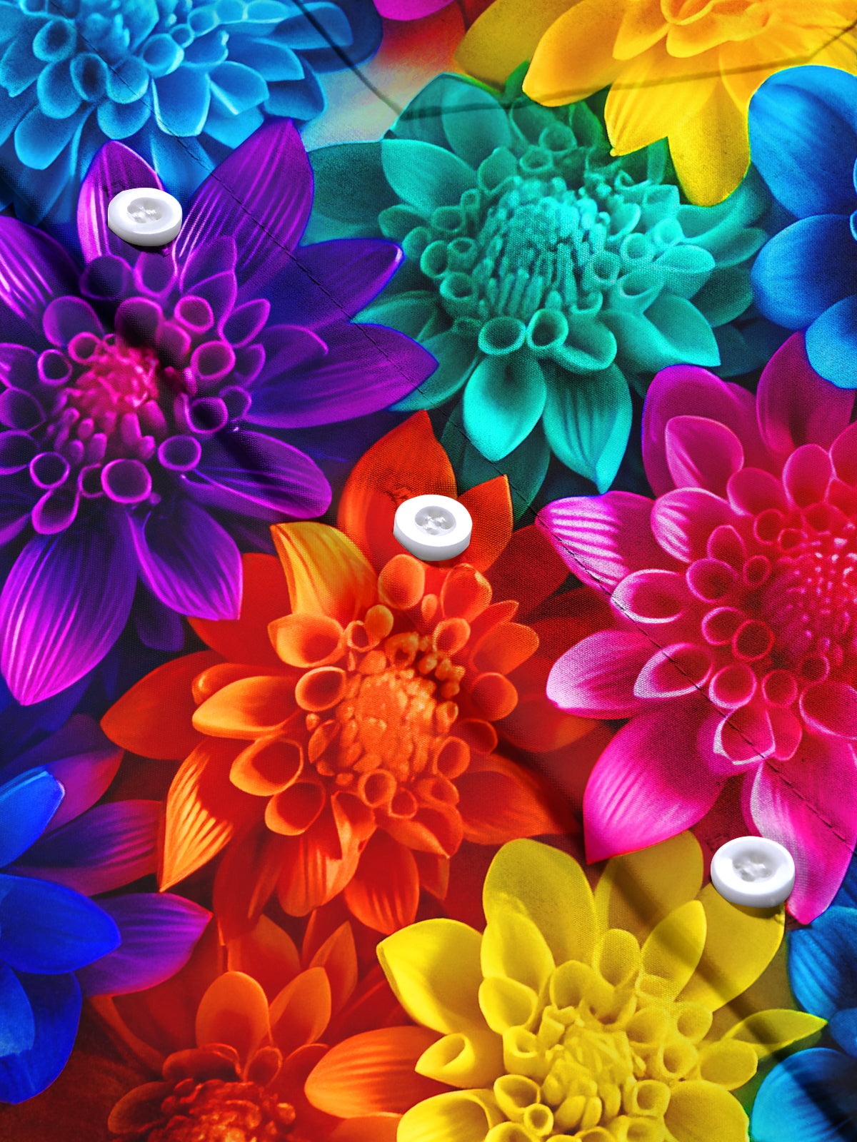 Hawaiian Colorful Floral Men's Pocket Short Sleeve Shirts