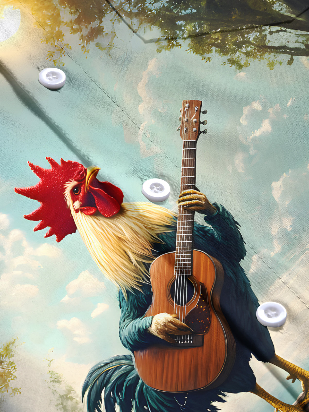 Rooster Guitar Men's Pocket Short Sleeve Shirts