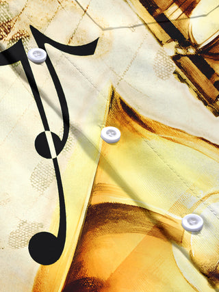 men's music print short sleeve flat lay shirt