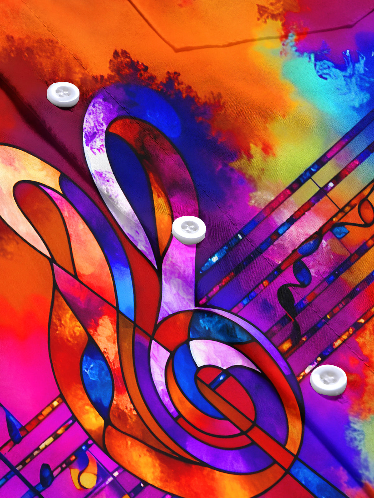 Tie Dye Colorful Music Notes Men's Pocket Short Sleeve Shirts