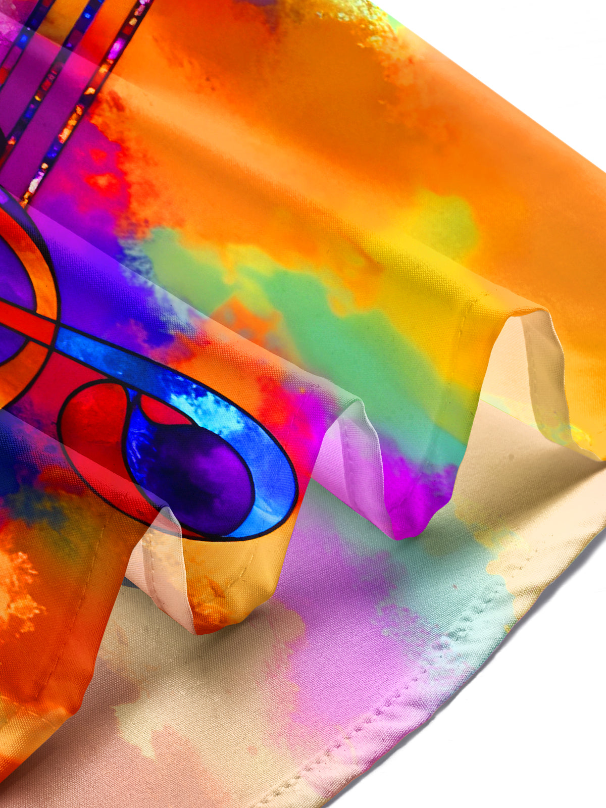 Tie Dye Colorful Music Notes Men's Pocket Short Sleeve Shirts