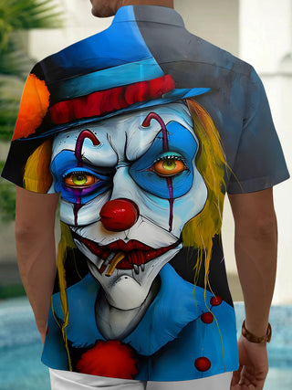 Men's colorful Joker art half sleeve pocket shirt side angle