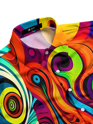 men's abstract print short sleeve flat lay shirt