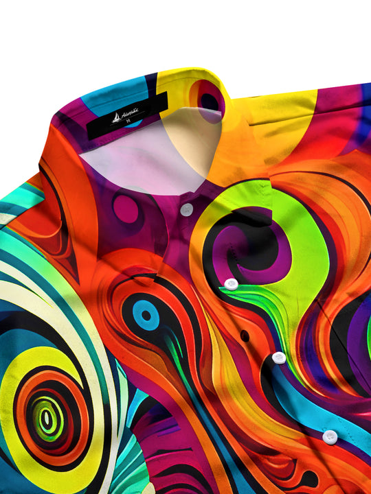 men's abstract print short sleeve flat lay shirt