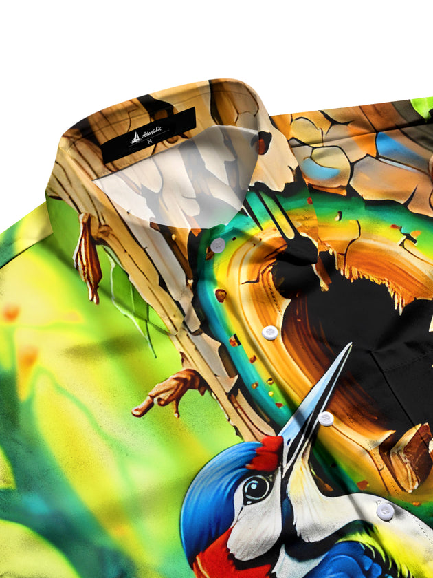 men's printed short sleeve flat lay shirt
