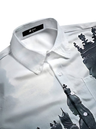 men's graphic art shirt side view