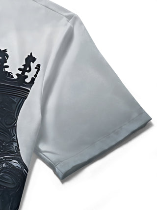 men's art print shirt close-up short sleeve