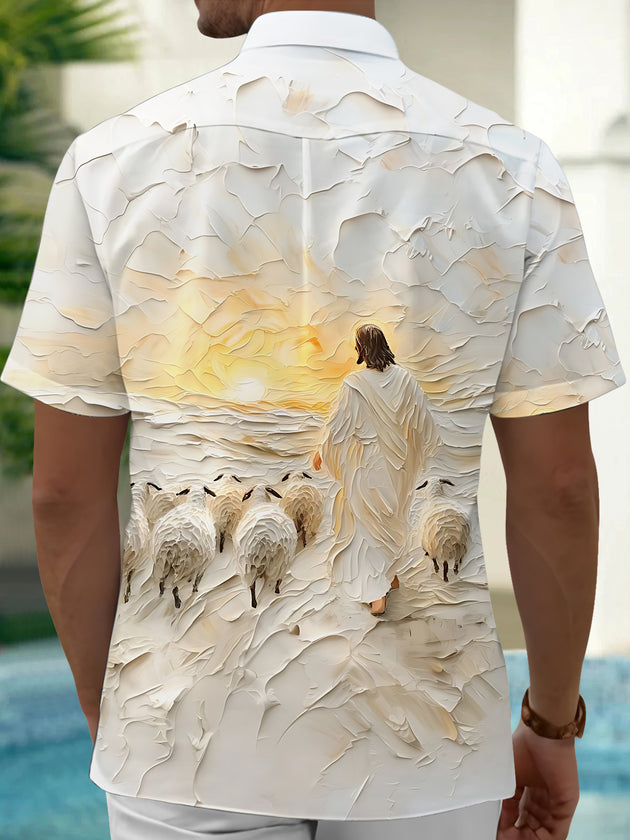 men's artistic design shirt back view
