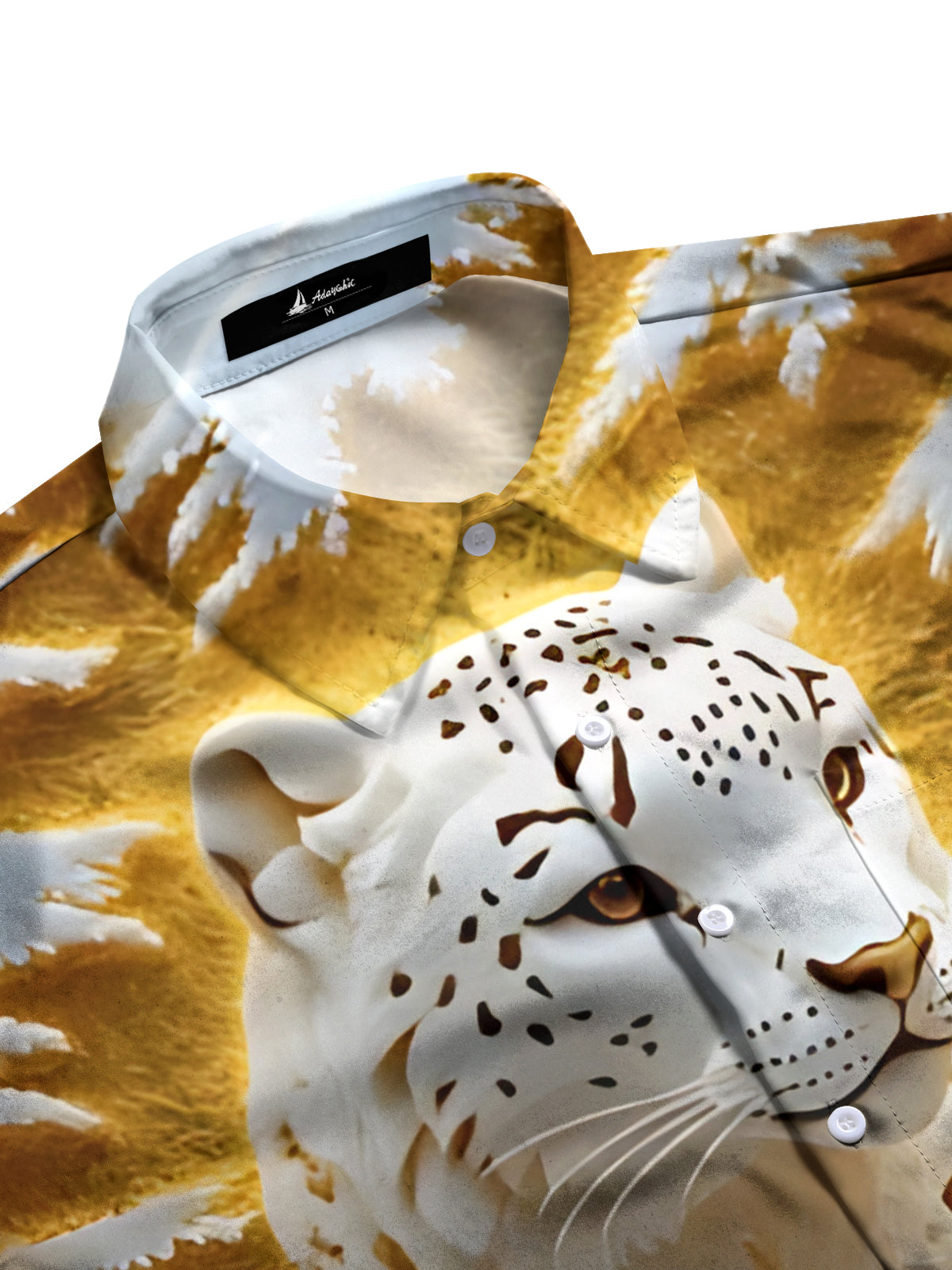 Snow Leopard Print Men's Pocket Short Sleeve Shirts