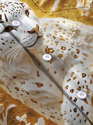 men's leopard print shirt close-up short sleeve