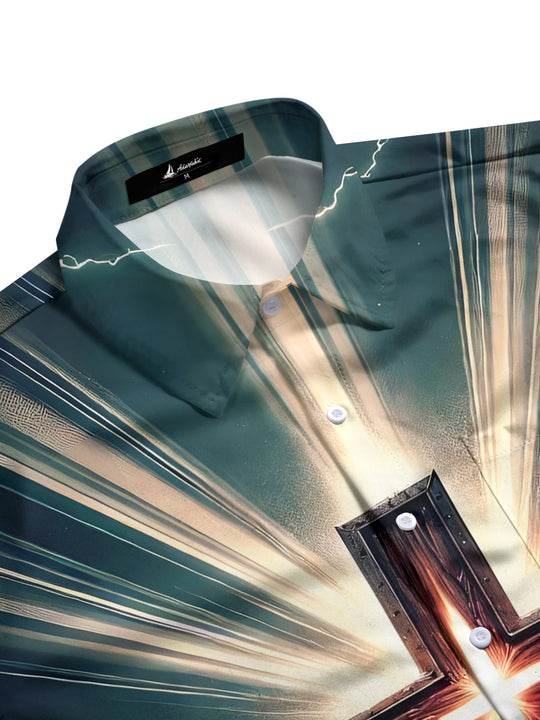 men's short sleeve shirt side view