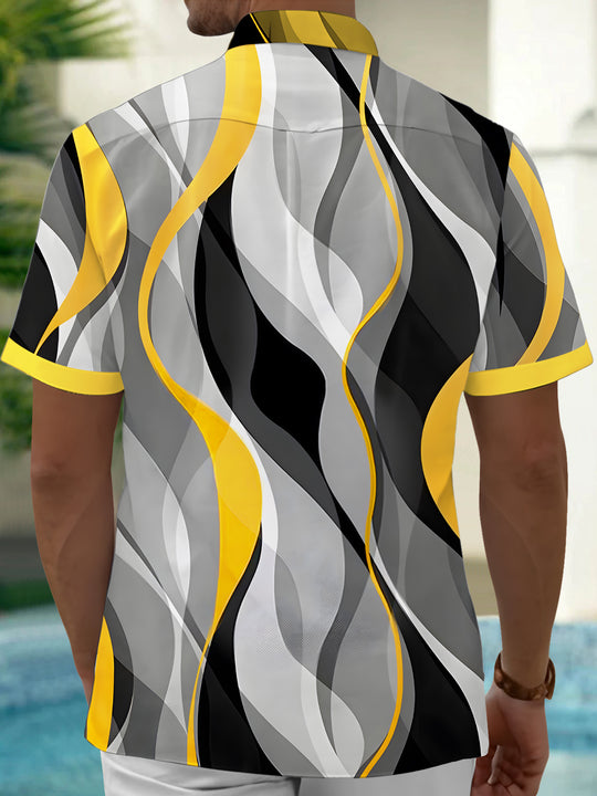 men's geometric print shirt back view