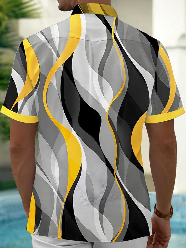 men's geometric print shirt back view