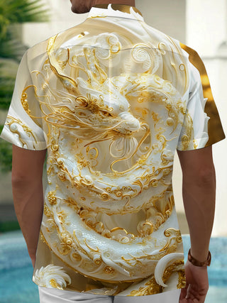 Men's dragon relief short sleeve shirt back view