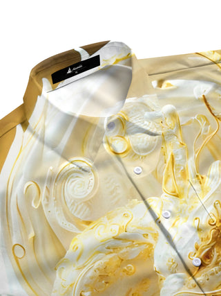 Men's dragon print short sleeve shirt flat lay