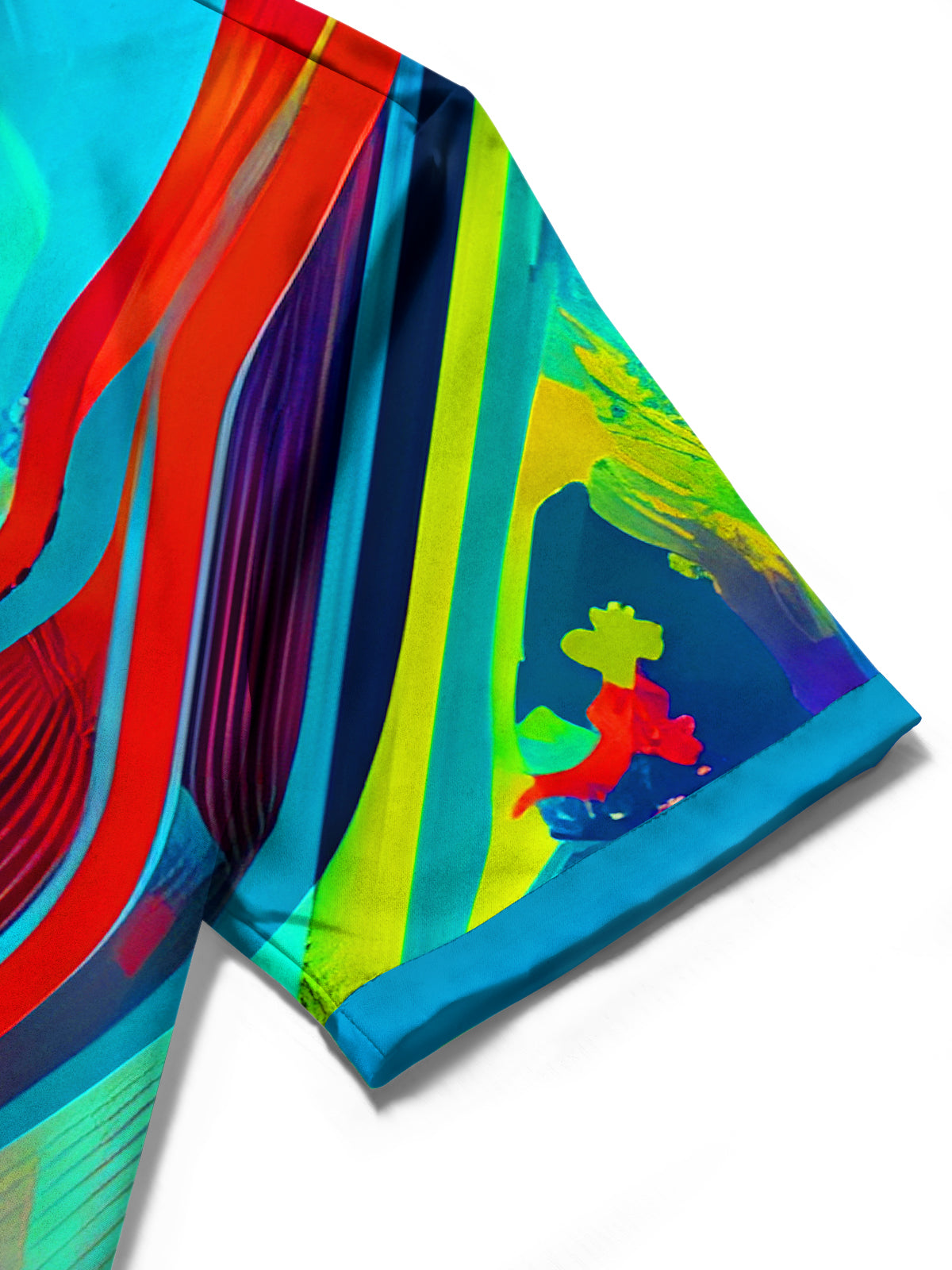 Colorful Line Geometry Men's Pocket Short Sleeve Shirts