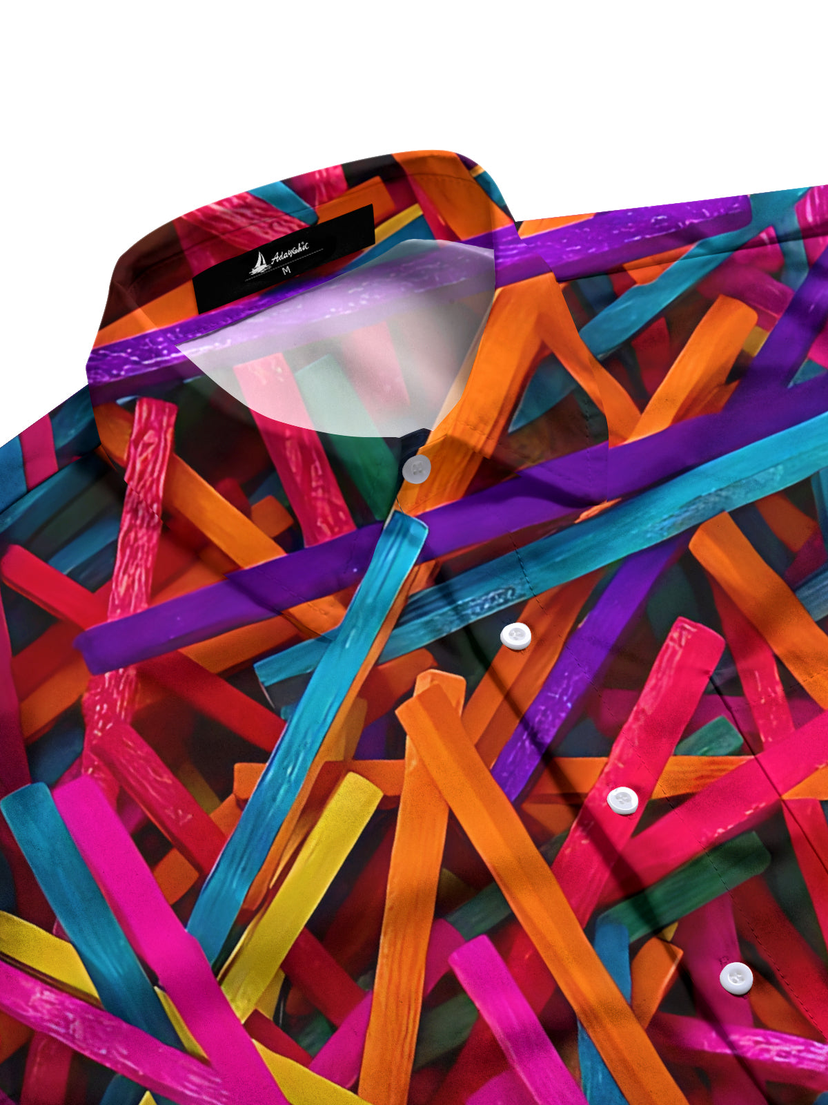 Colorful Wooden Stick Print Men's Pocket Short Sleeve Shirts