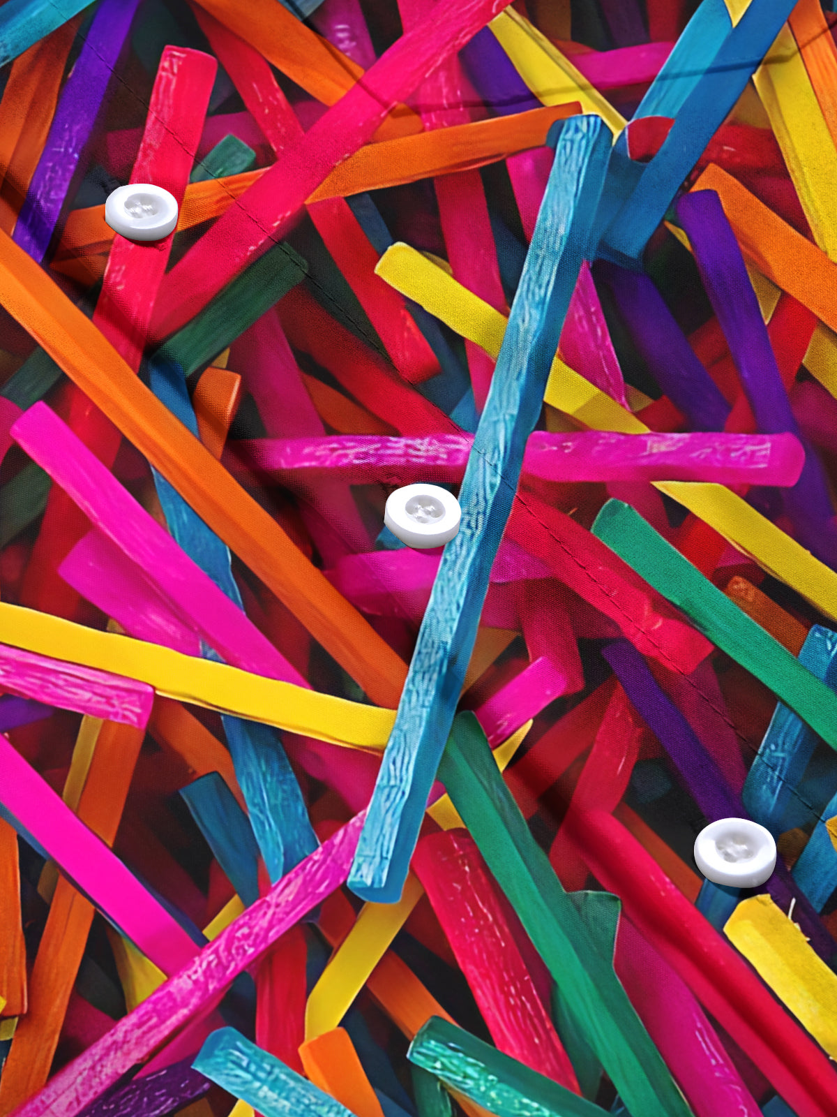 Colorful Wooden Stick Print Men's Pocket Short Sleeve Shirts