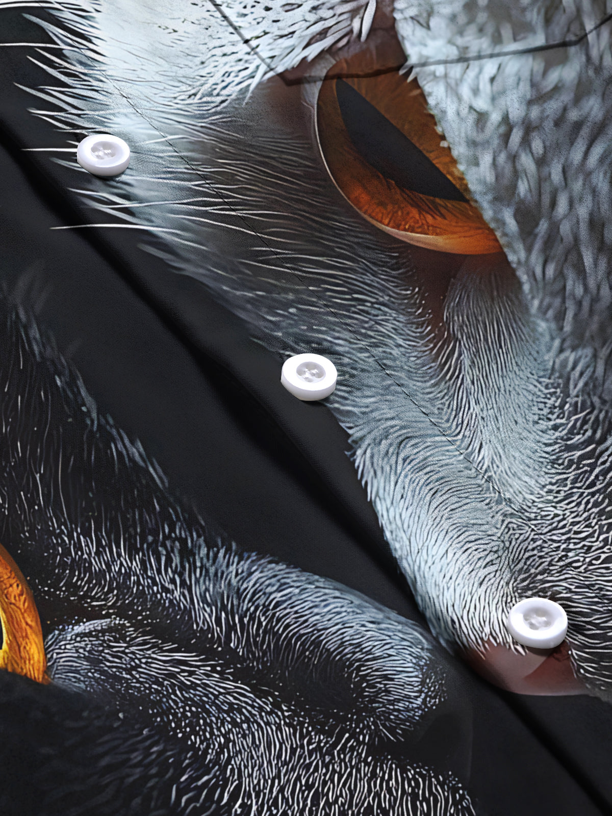 Cat Print Men's Pocket Long Sleeve Shirts