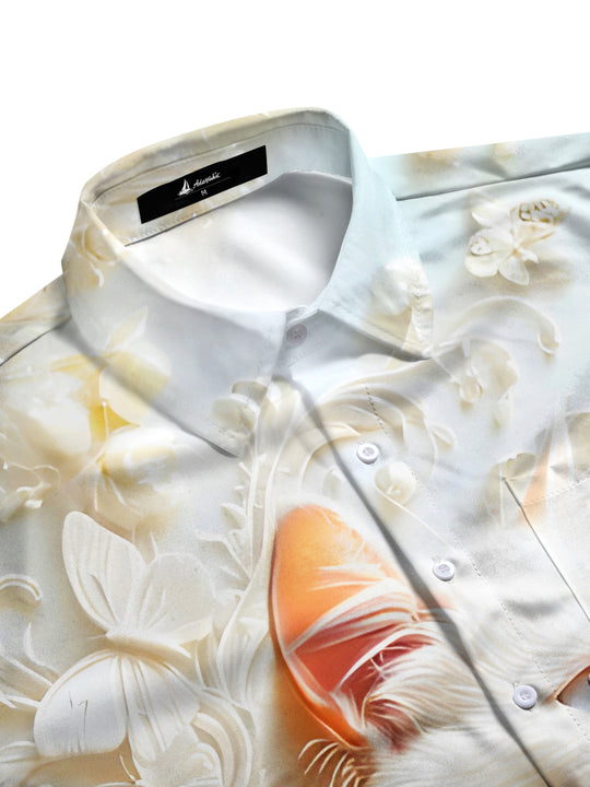 Men's floral short sleeve shirt side view