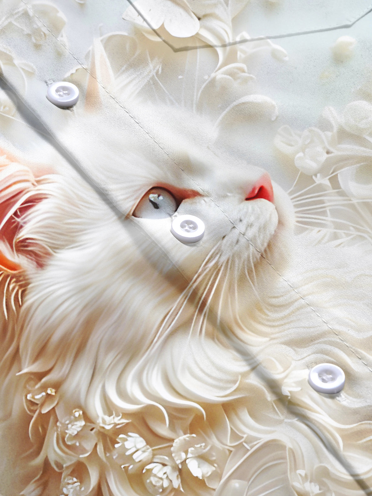 Cat Butterfly Floral Relief Men's Pocket Short Sleeve Shirts