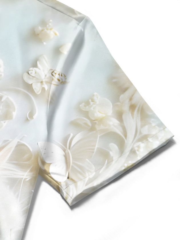 men's floral shirt close-up short sleeve